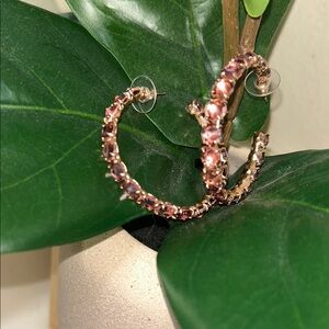 Elegant Gold and Pink Hoop Earrings